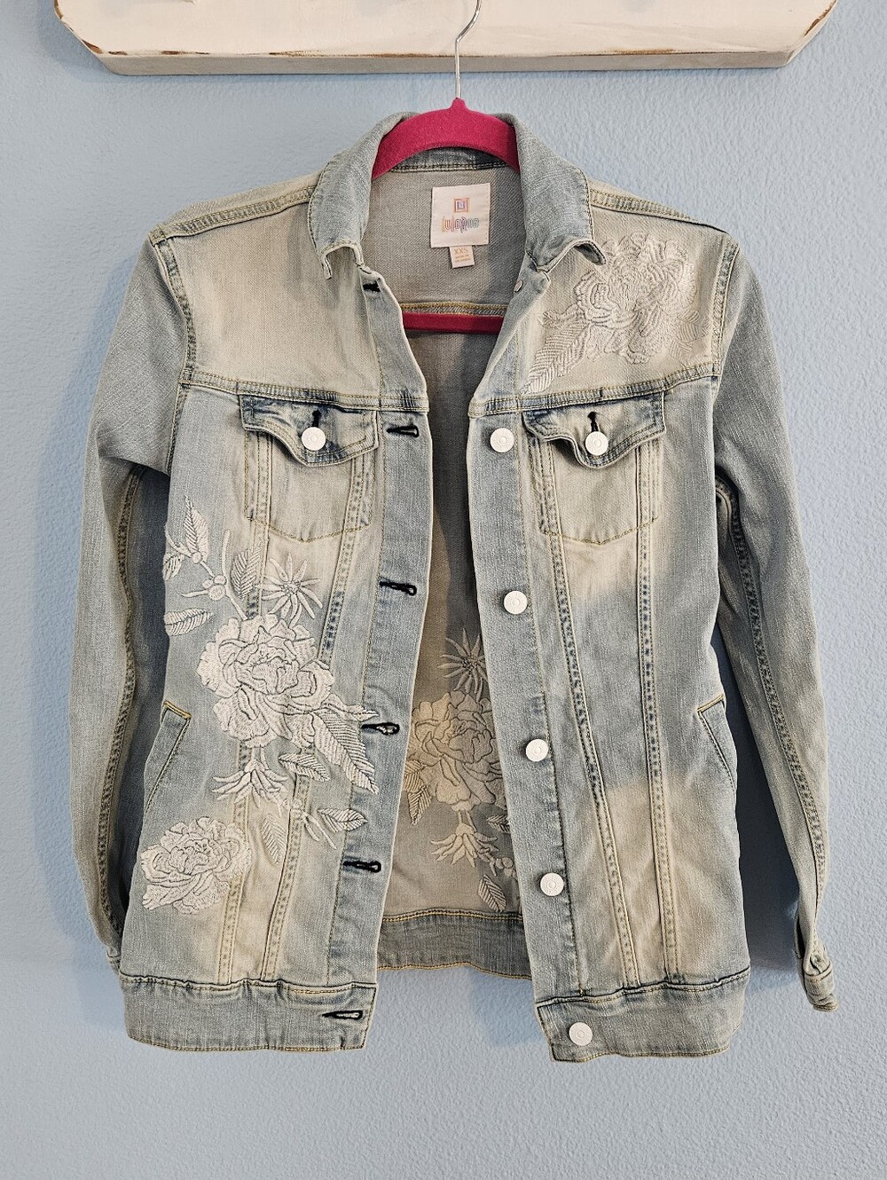 LuLaRoe embroidered floral jean jacket